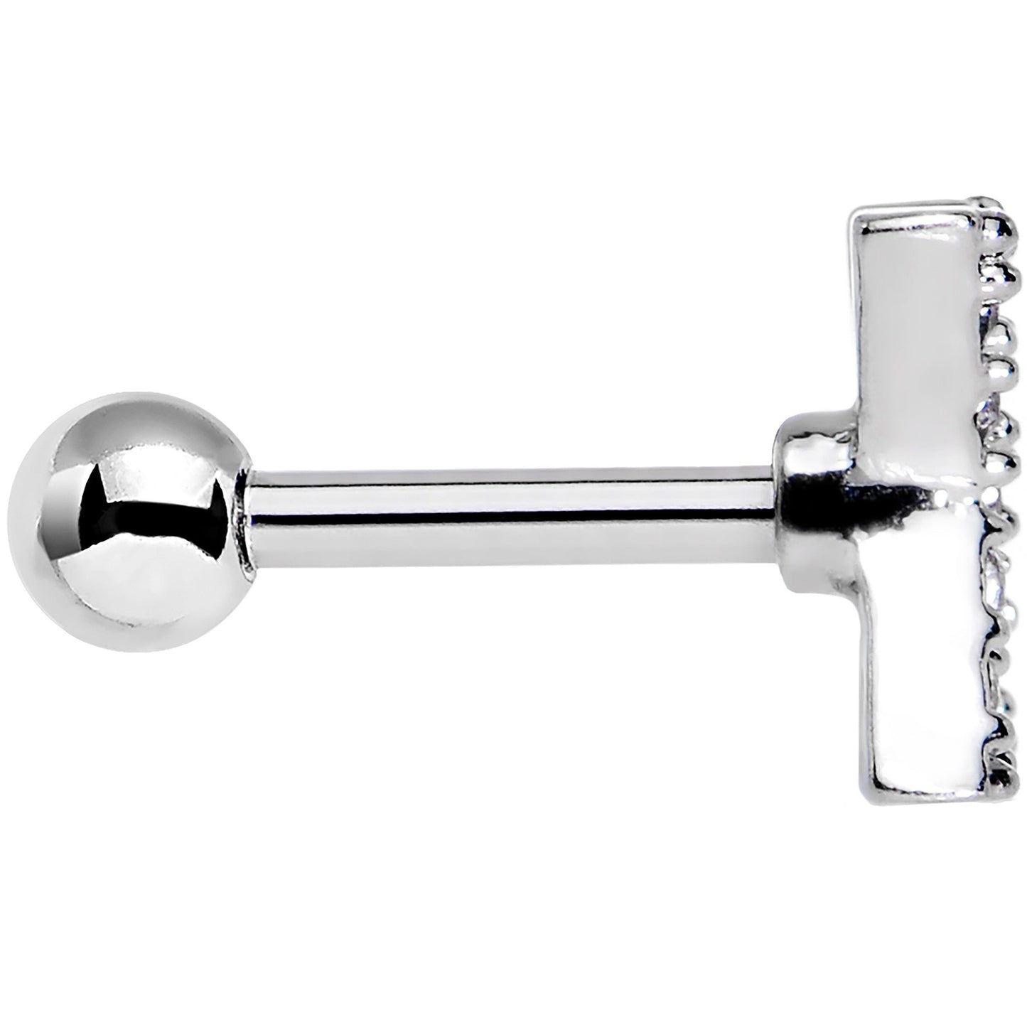 16G Clear CZ Gem Paved Initial X Tragus Cartilage Earring 1/4