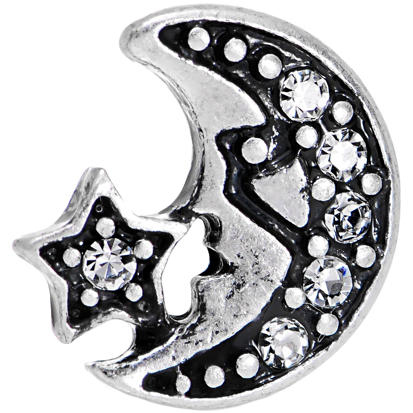 16G 1/4 Clear Gem Moon and Star Left Tragus Cartilage Earring