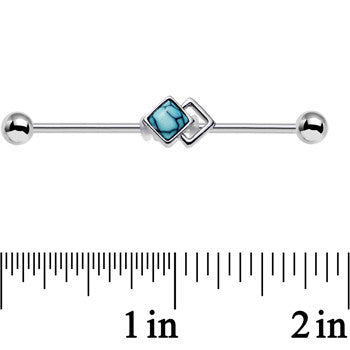 14G Faux Turquoise Art Deco Industrial Barbell 38mm