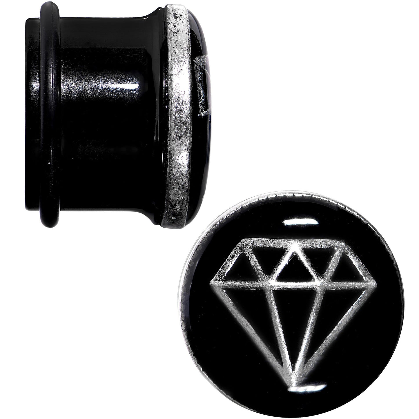 5/8 Black PVD Show Me Shapes Rhombus Single Flare Plug Set