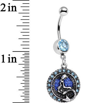 Aqua Gem Mythical Mermaid Dangle Belly Ring