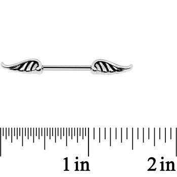 14G 9/16 Steel Fly with the Angel Wings Nipple Barbell Set