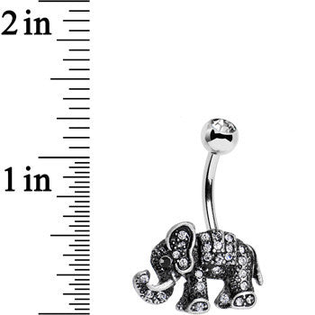 Clear Gem Lucky Little Elephant Belly Ring