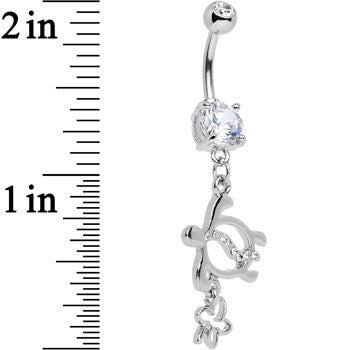 Clear Gem Love My Tortoise Heart Dangle Belly Ring