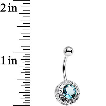 Aqua Gem Cute as a Button Lattice Frame Belly Ring
