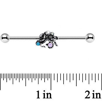14G Pink Green Blue Faux Opal Octopus Industrial Barbell 38mm