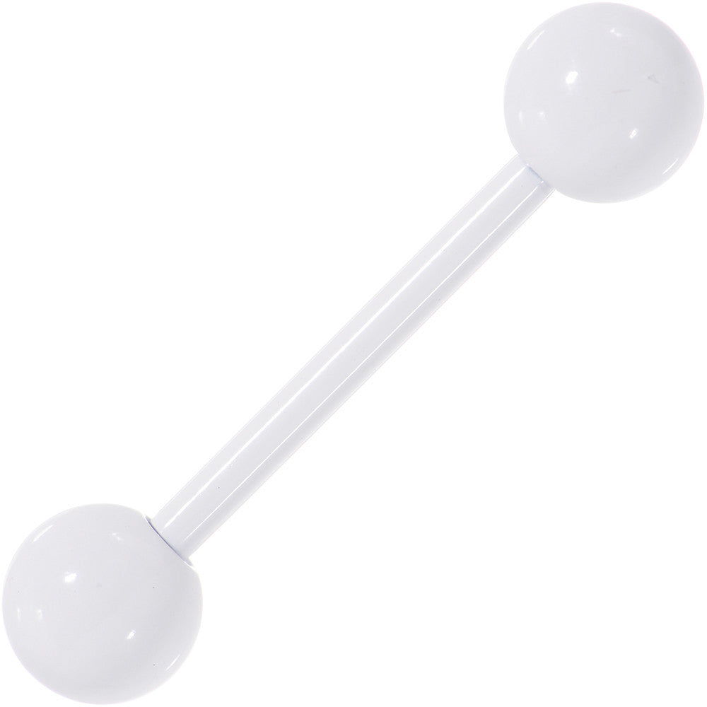 14G 5/8 White Enamel Coated Stainless Steel Straight Barbell