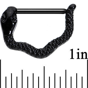14G 9/16 Black Anodized Slithering Snake Nipple Clicker Set