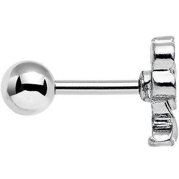 16G 1/4 Clear Gem Petal Flower Left Ear Cartilage Earring