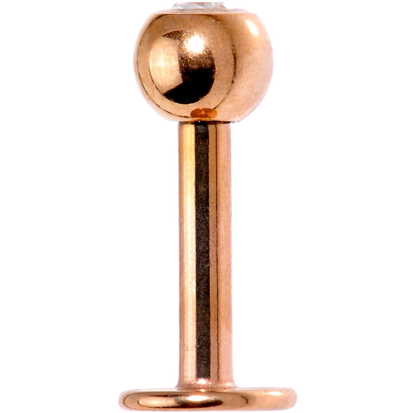 16G 1/4 Clear Press Fit Gem Rose Gold IP Tragus Labret Monroe