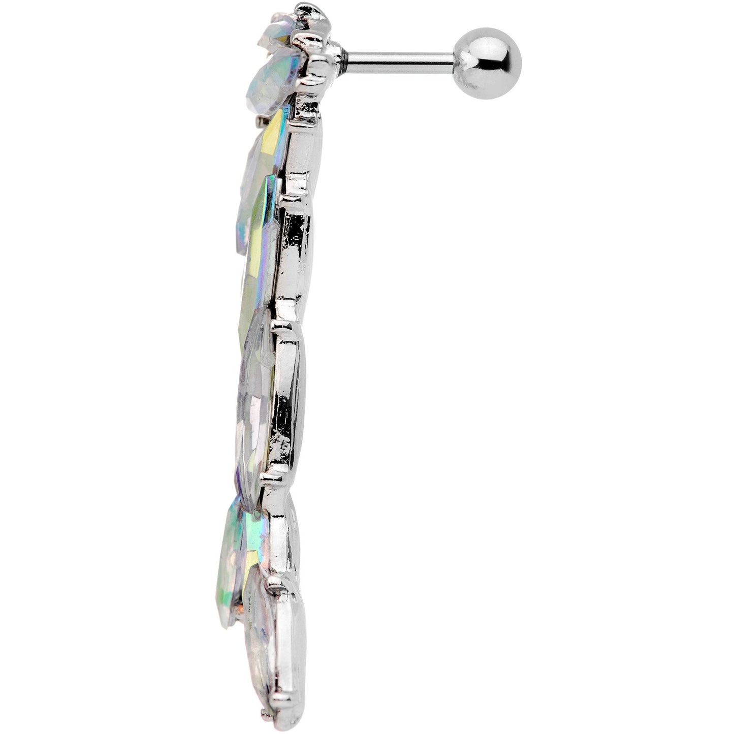 1/4 Aurora Gem Feathered Cascade Tragus Cartilage Earring