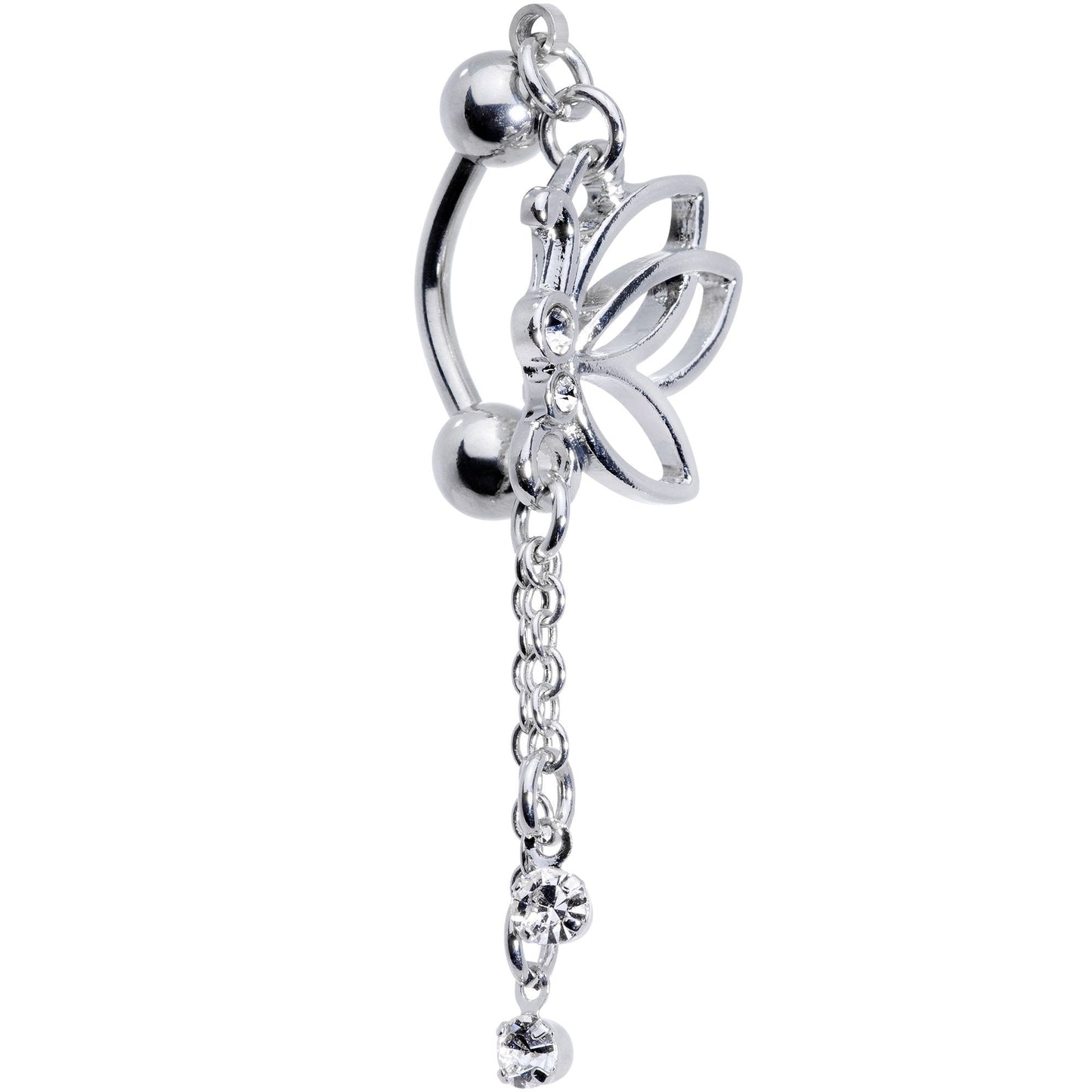 Clear Gem Delightful Dragonfly Dangle Top Mount Belly Ring
