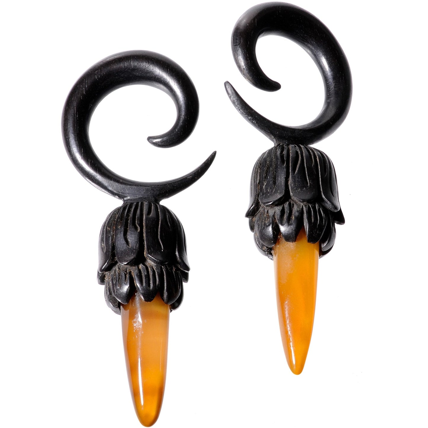 Brown Stone Iron Wood Tribal Spiral Taper Set