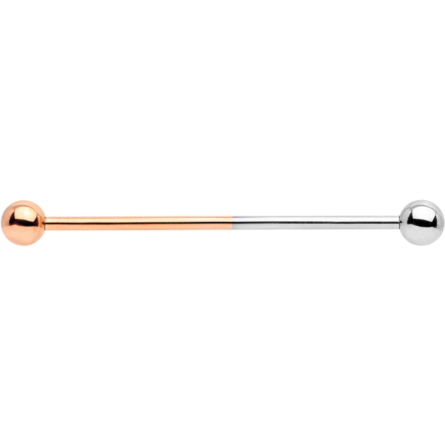 14G Rose Gold Tone and Steel Two Tone Industrial Barbell 38mm