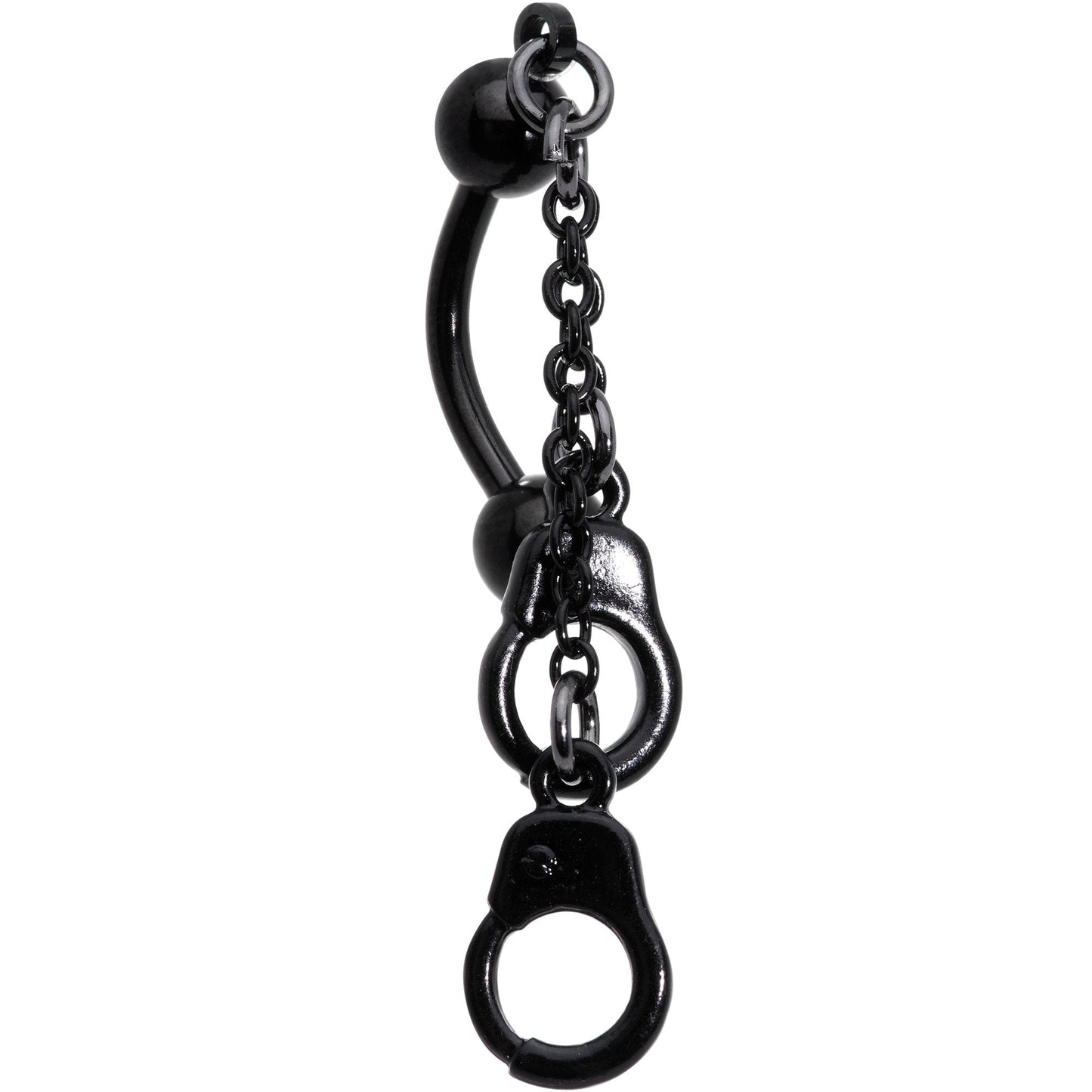 Black PVD Chained Handcuffs Reversible Dangle Belly Ring