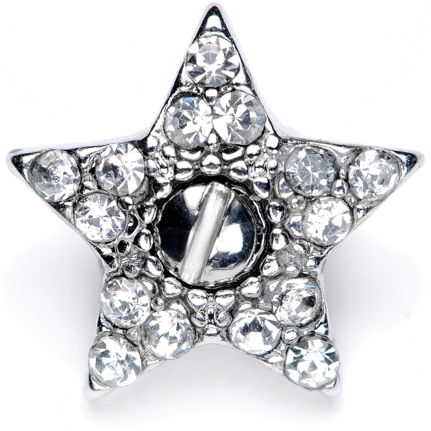 14G Clear Gem 10mm Five Point Star Dermal Top