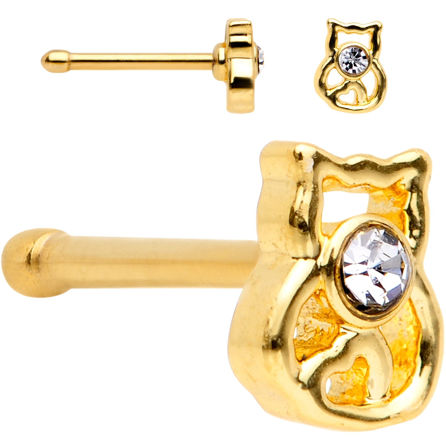 Clear Gem Gold PVD House Pets Nose Bone 6 Pack Set