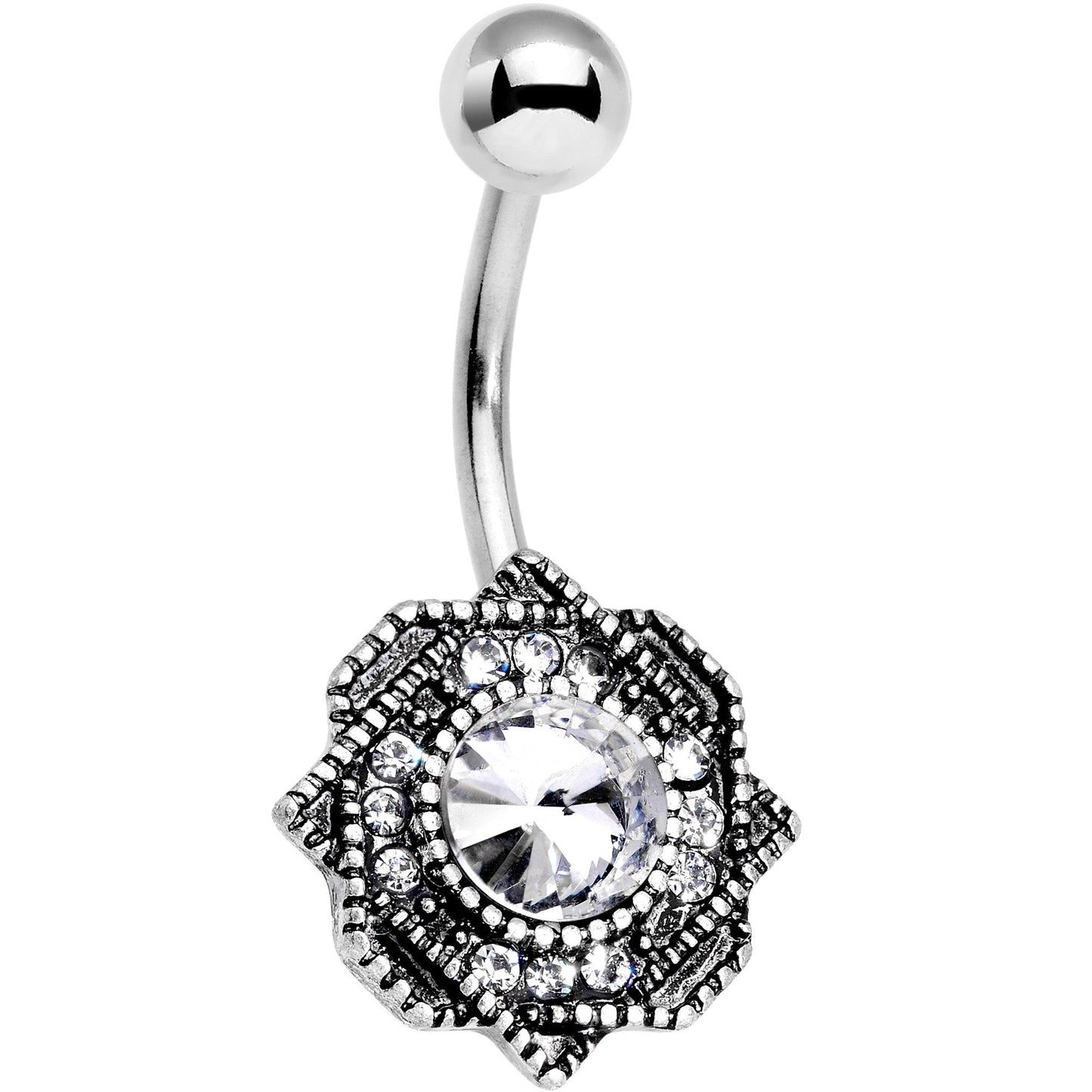 Clear Clear Gem Sophisticated Star Belly Ring