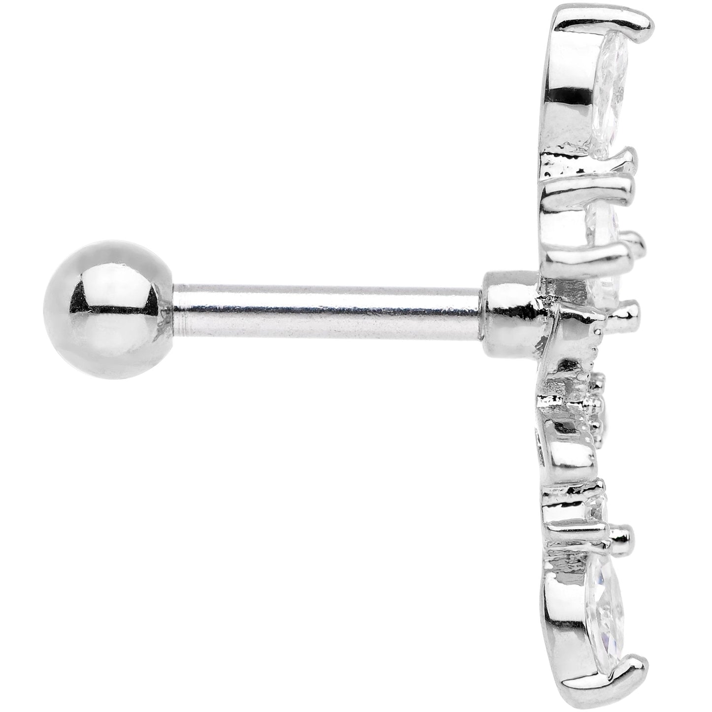 Clear CZ Gem Flower Cascade Cartilage Tragus Earring