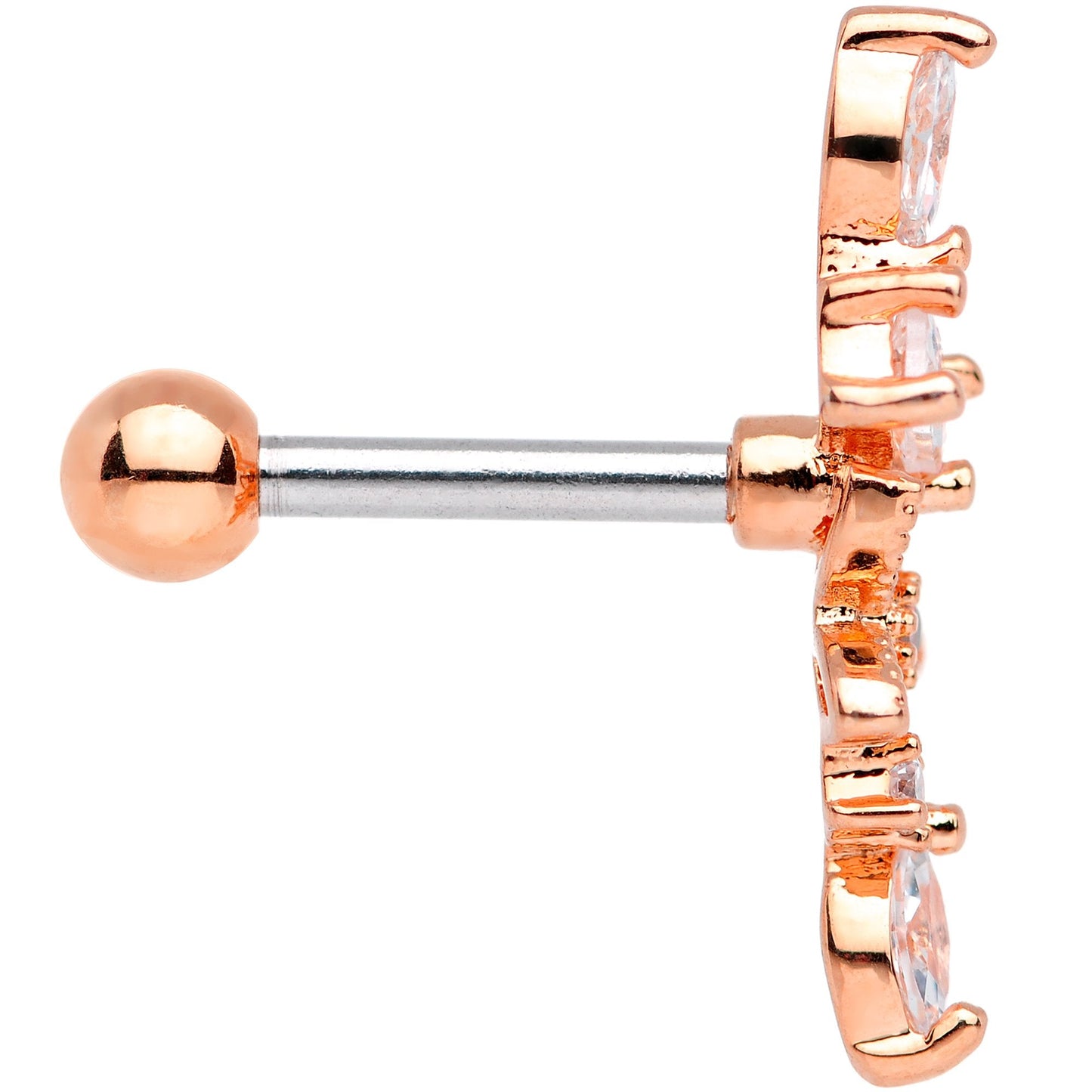 Clear CZ Gem Rose Gold Tone Flower Cascade Cartilage Tragus Earring