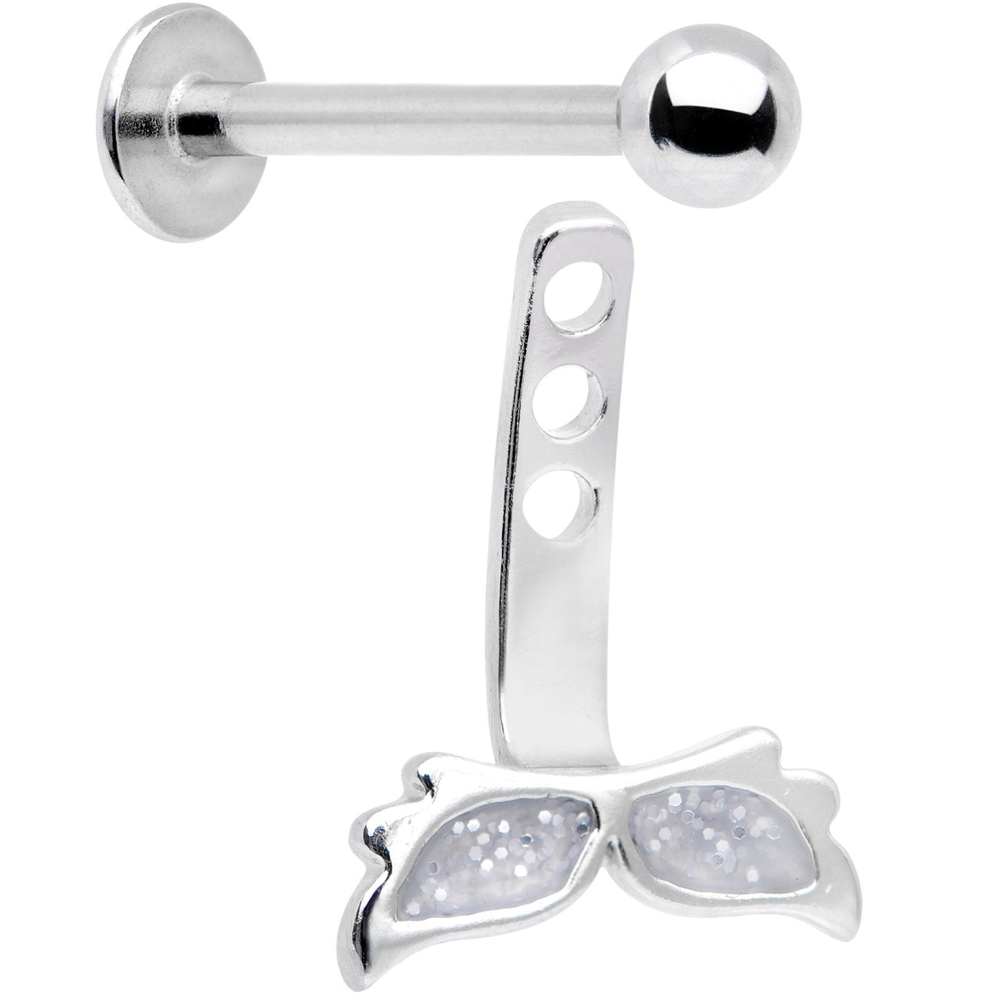 White Glitter Mermaid Tail Dangle Cartilage Tragus Helix Piercing