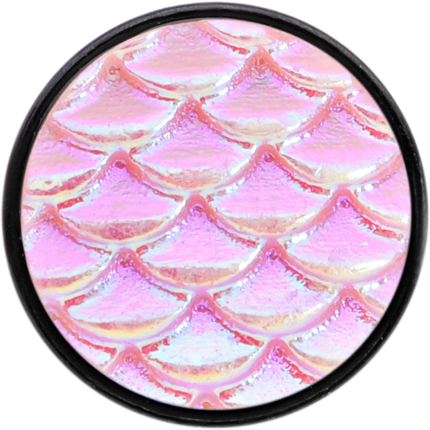 Black PVD Pink Mermaid Scale Barbell Tongue Ring