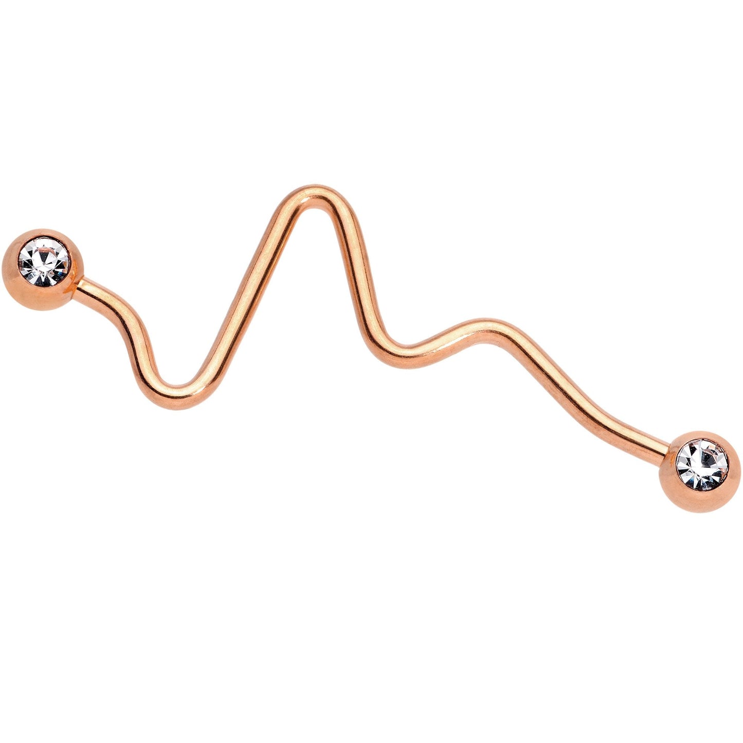 Clear Gem Pulse Rose Gold Tone Industrial Barbell 35mm