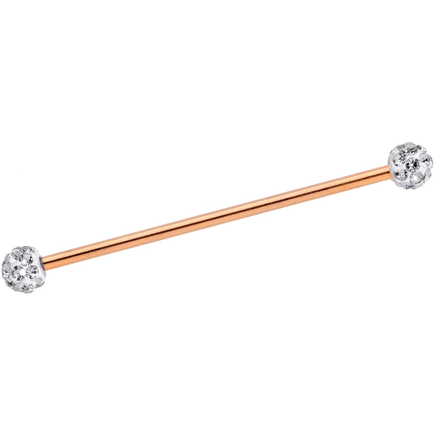 Clear Gem Cluster End Rose Gold Anodized Straight Industrial Barbell 38mm
