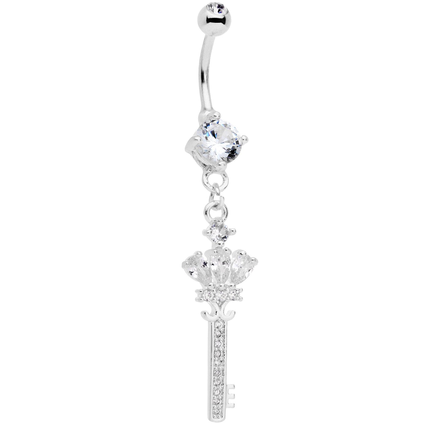 Clear Gem Throw Away the Key Dangle Belly Ring