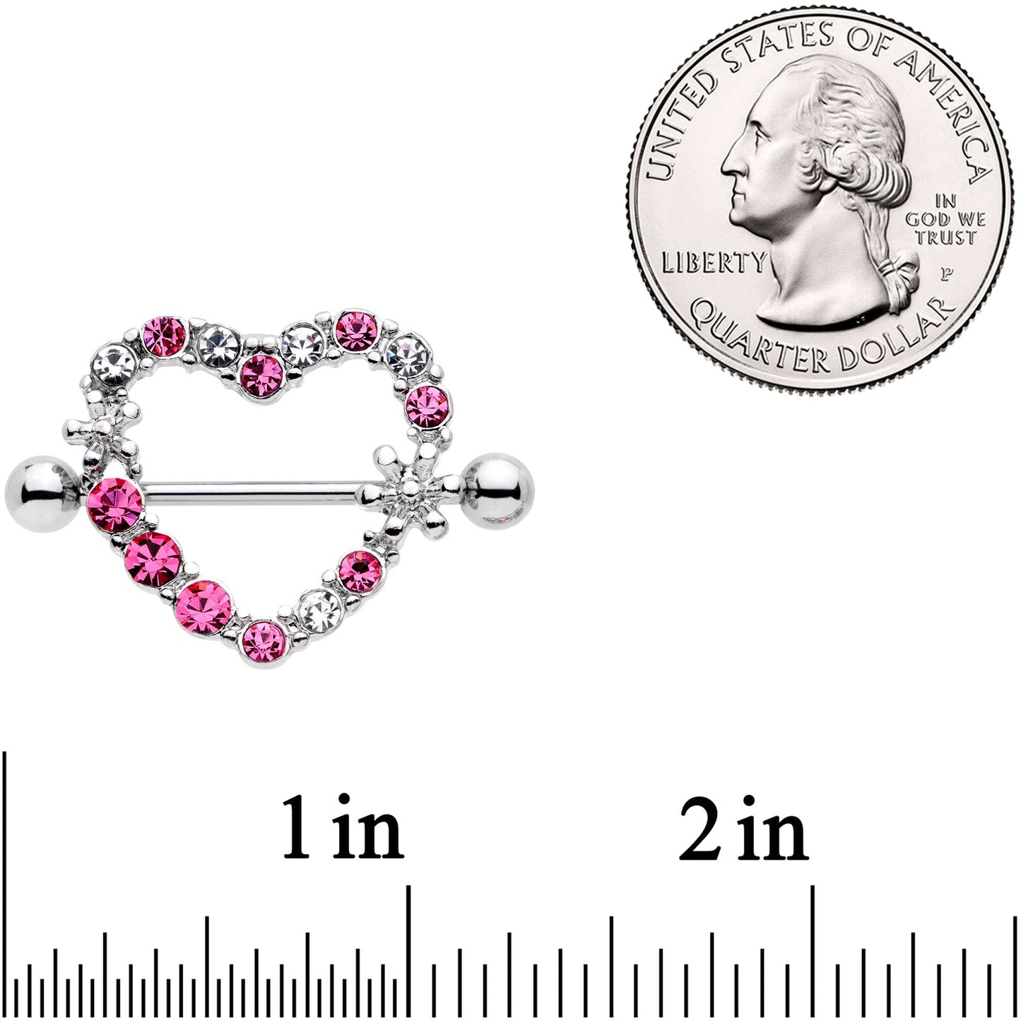 14G 7/8 Pink Clear Gem Loves Garden Nipple Shield Set