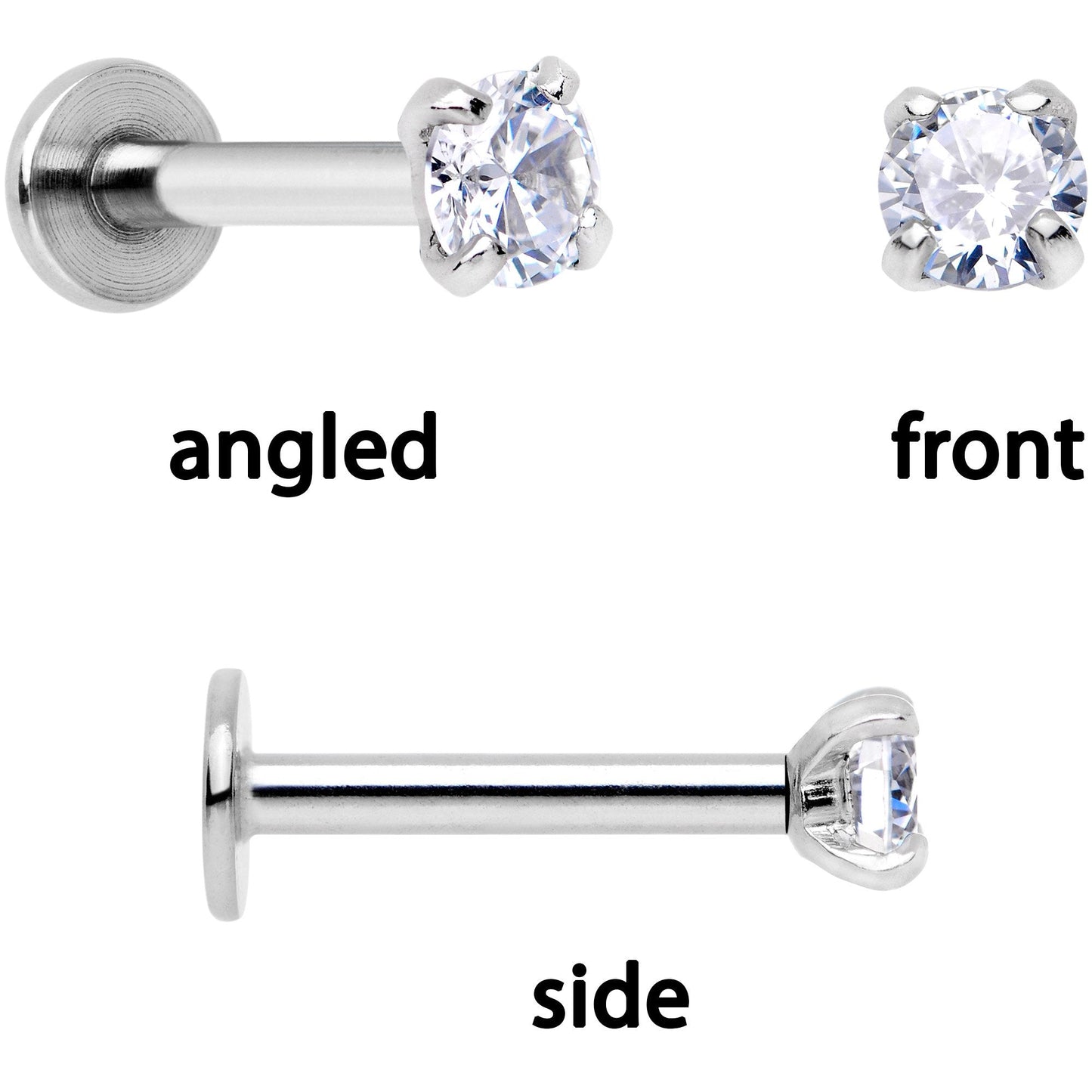 16G 1/4 Clear Gem Butterfly Cartilage Tragus Earring Set of 3