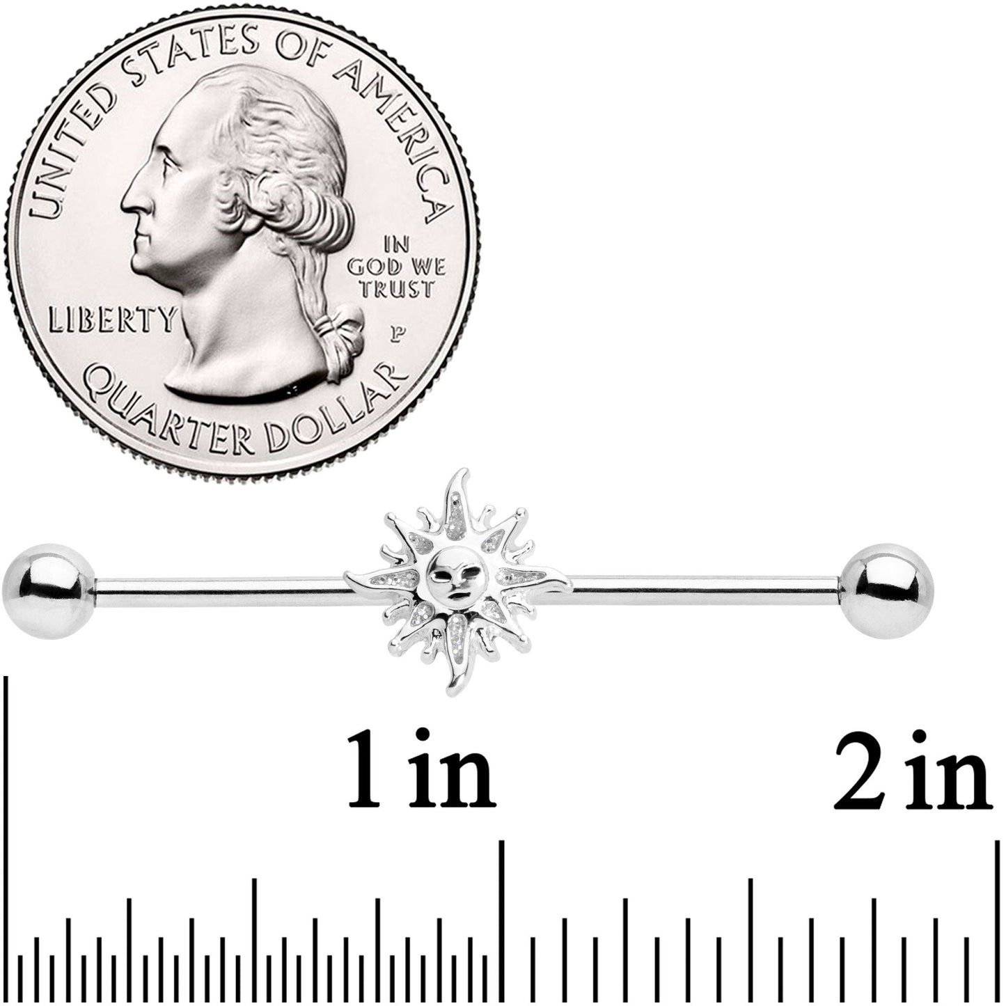 14G Happy Sun Industrial Barbell 38mm