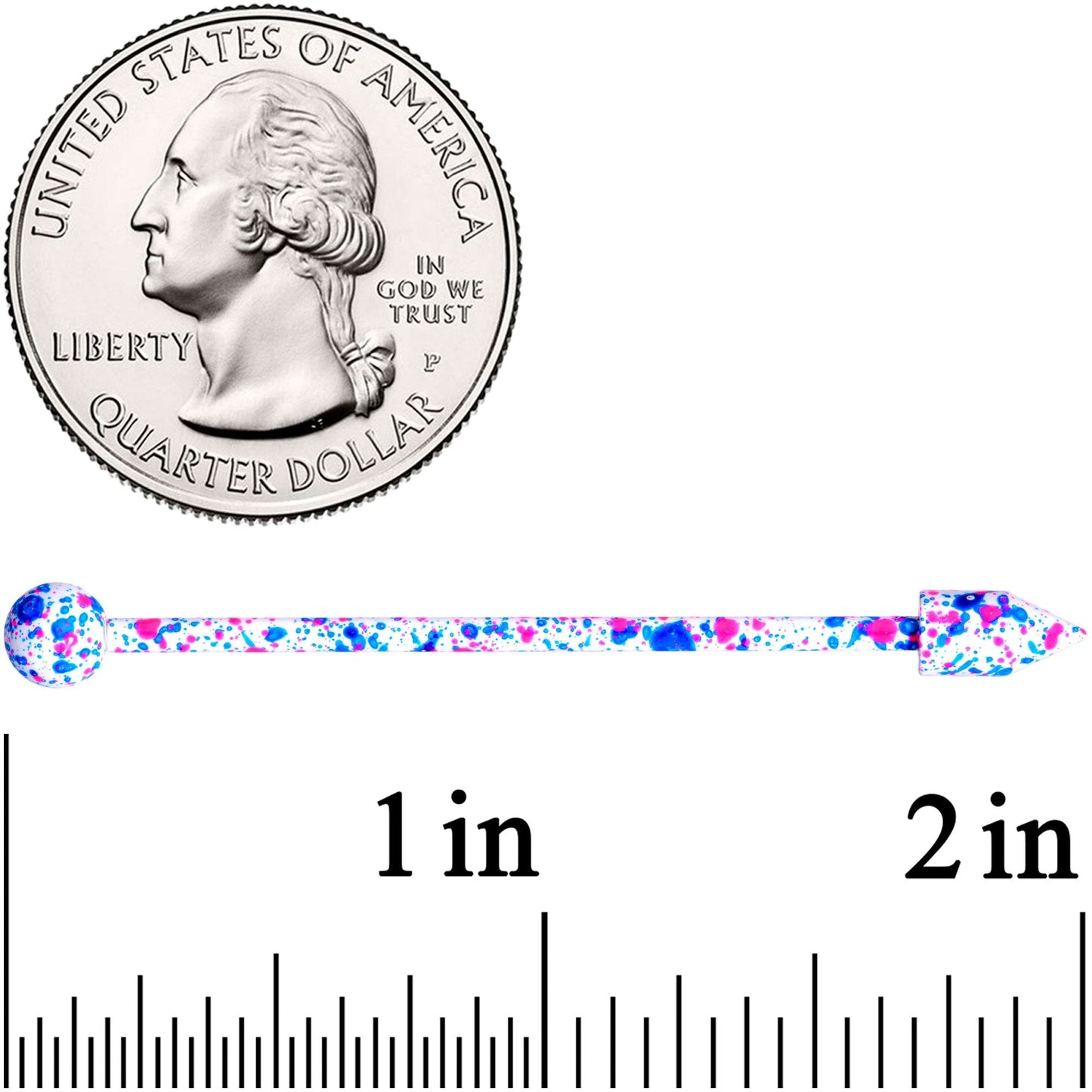 14G Pink White Blue Make A Point Industrial Barbell 38mm