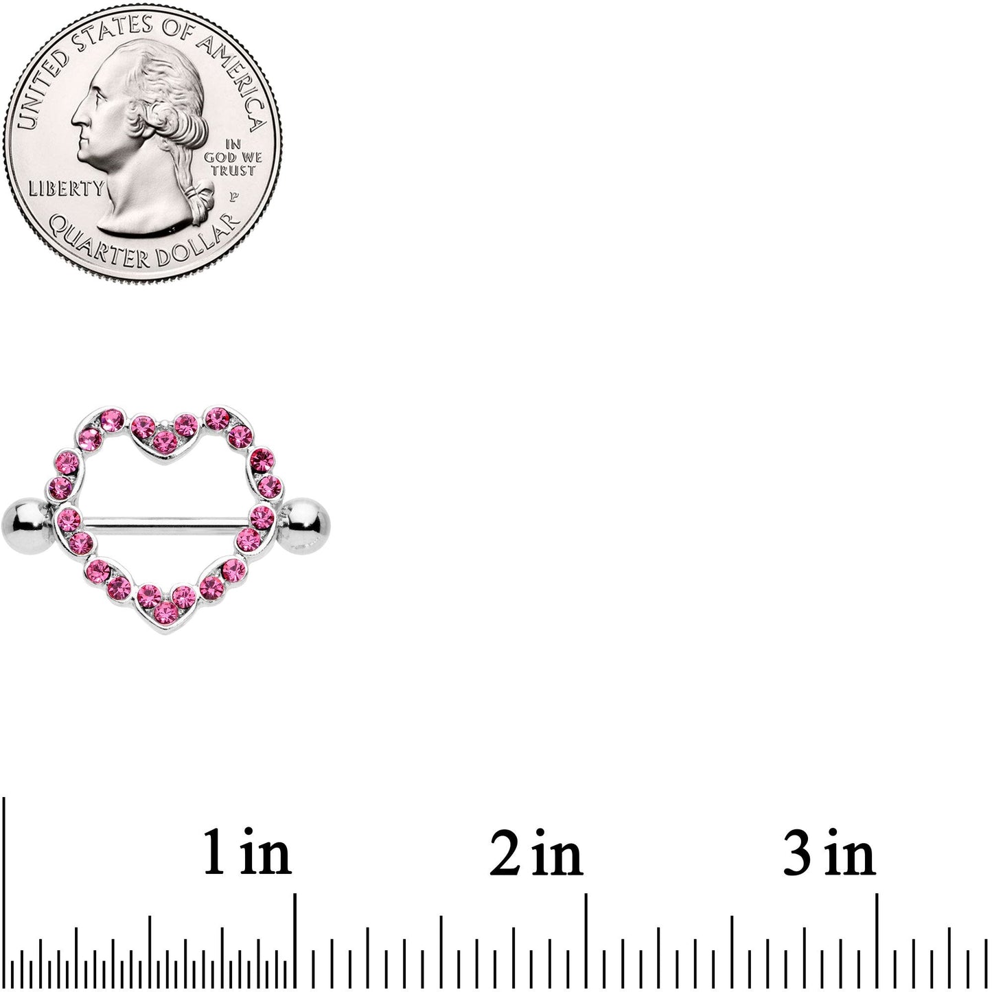 14G 9/16 Pink Gem Dear Heart Nipple Shield Set