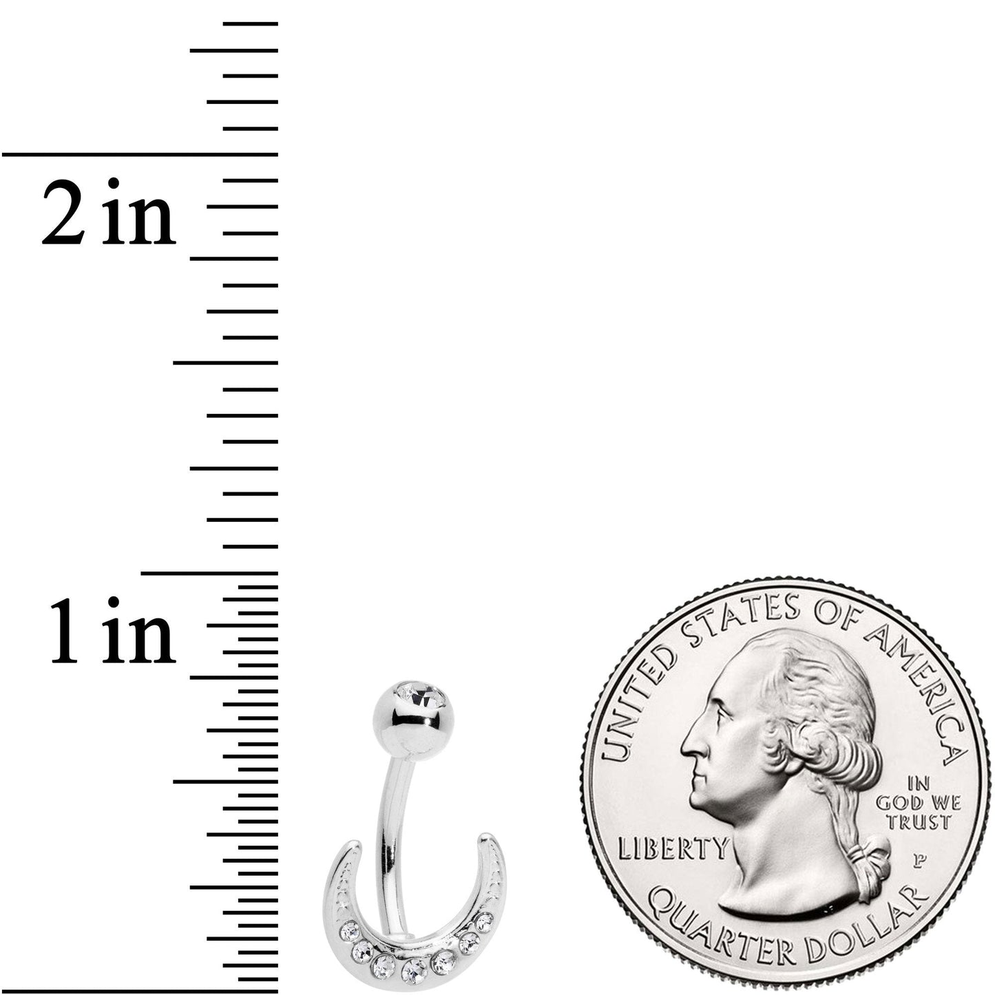 Clear CZ Gem Crescent Moon Belly Ring
