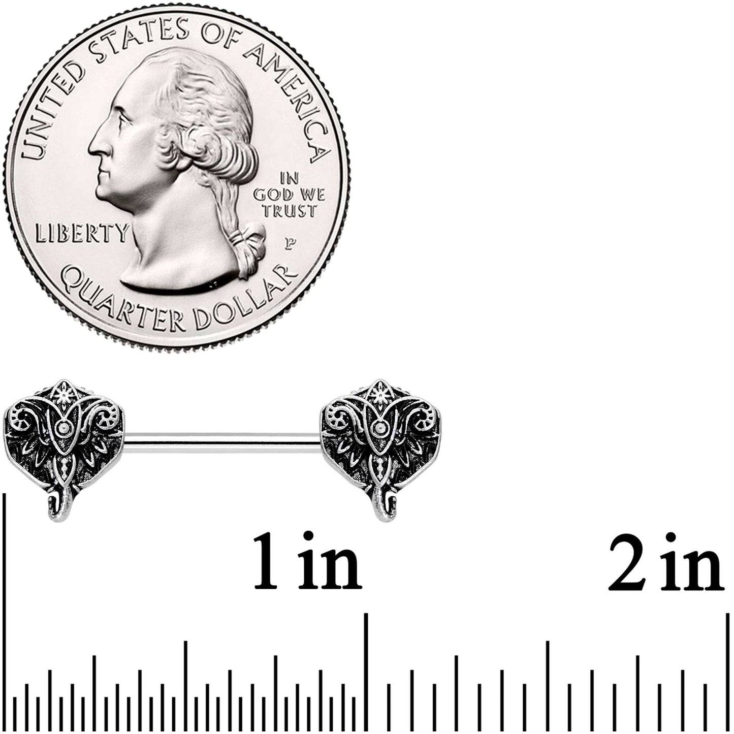 14G 9/16 Inspired By The Wild Elephant Barbell Nipple Ring Set