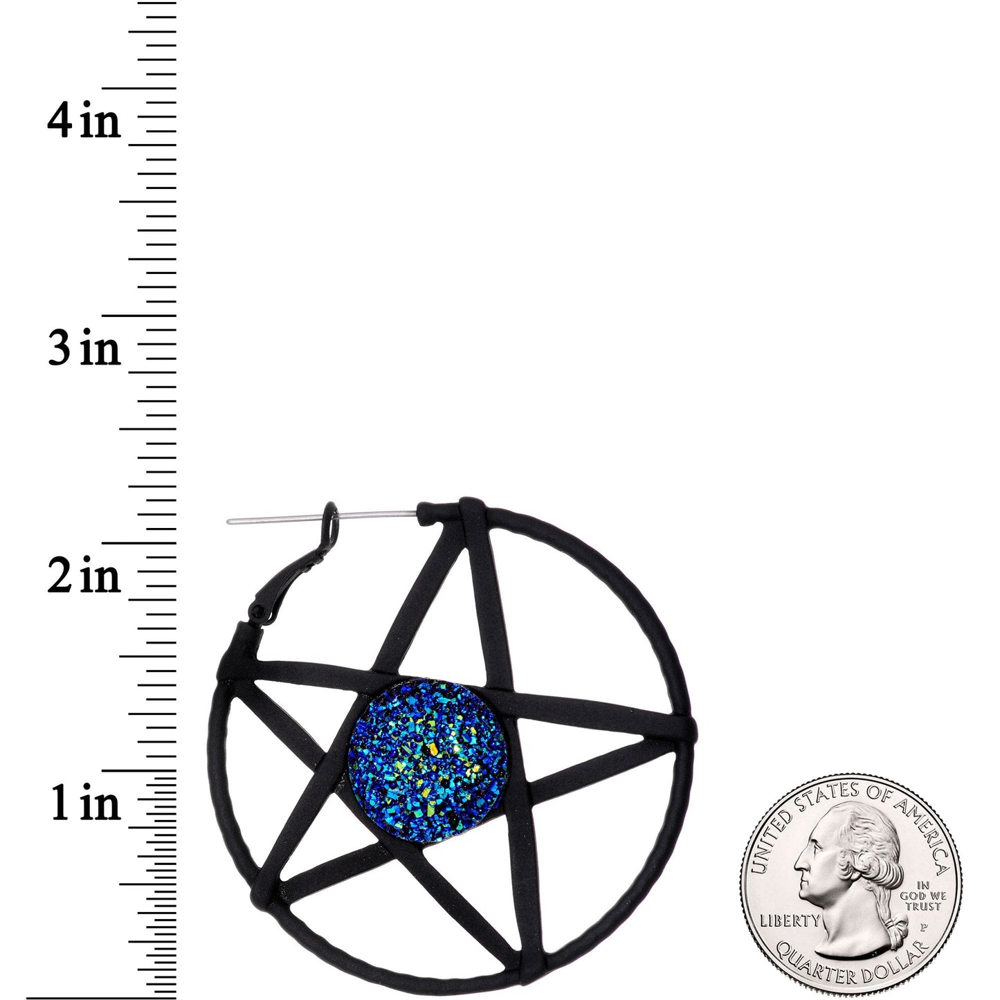 Blue Faux Druzy Making Some Magic Pentacle Tunnel Plug Earrings