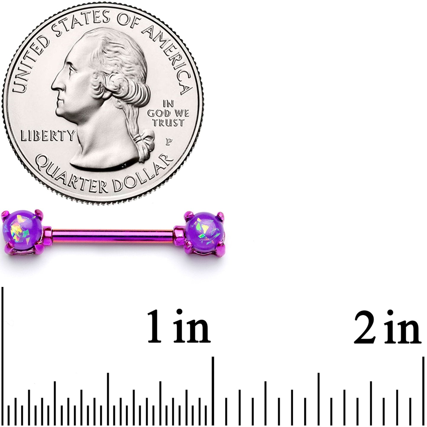 14G 9/16 Purple Faux Opal Purple Barbell Nipple Ring Set