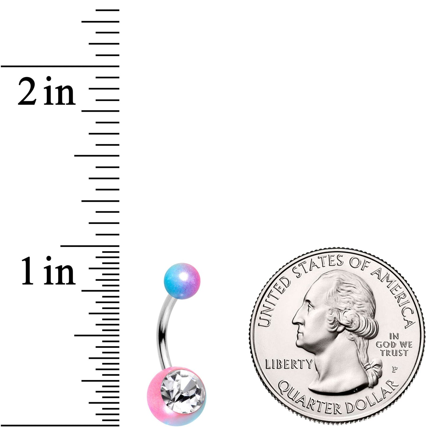 Clear Gem Blue Pink Ombre Pearlescent Acrylic Belly Ring