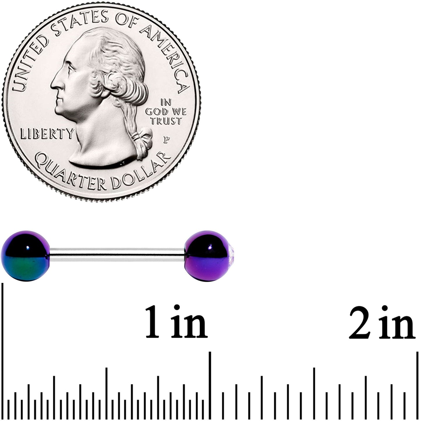 Clear Gem Green Purple Pearlescent Barbell Tongue Ring