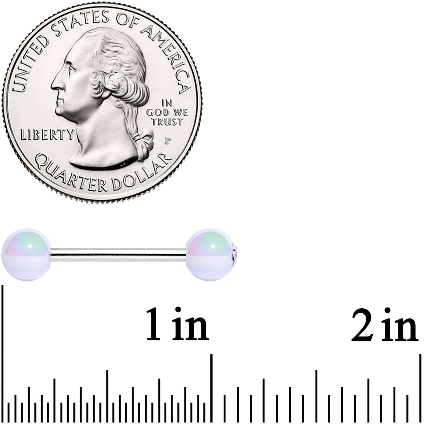 Clear Gem White Pink Pearlescent Barbell Tongue Ring