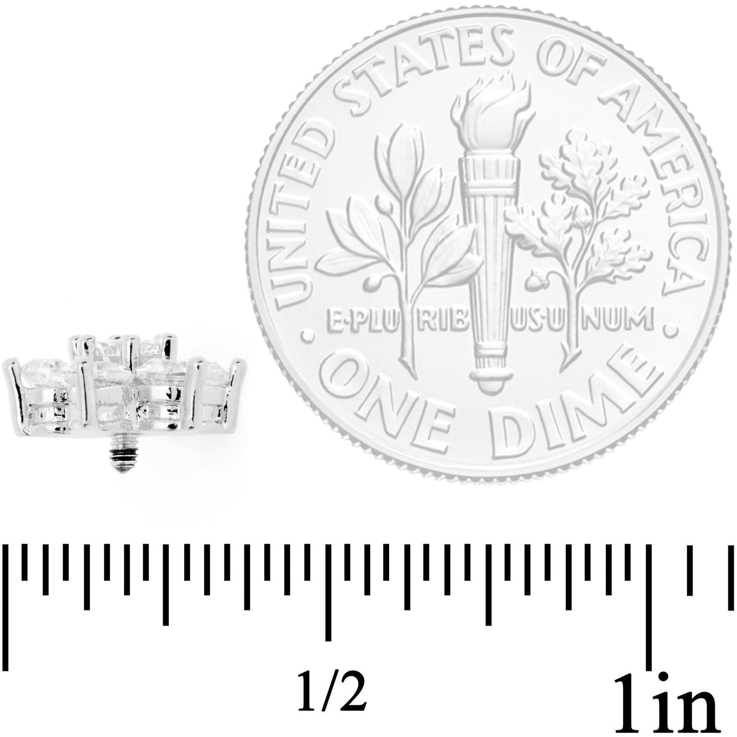 14G Clear Cubic Zirconia Gem Flower Dermal Anchor Top