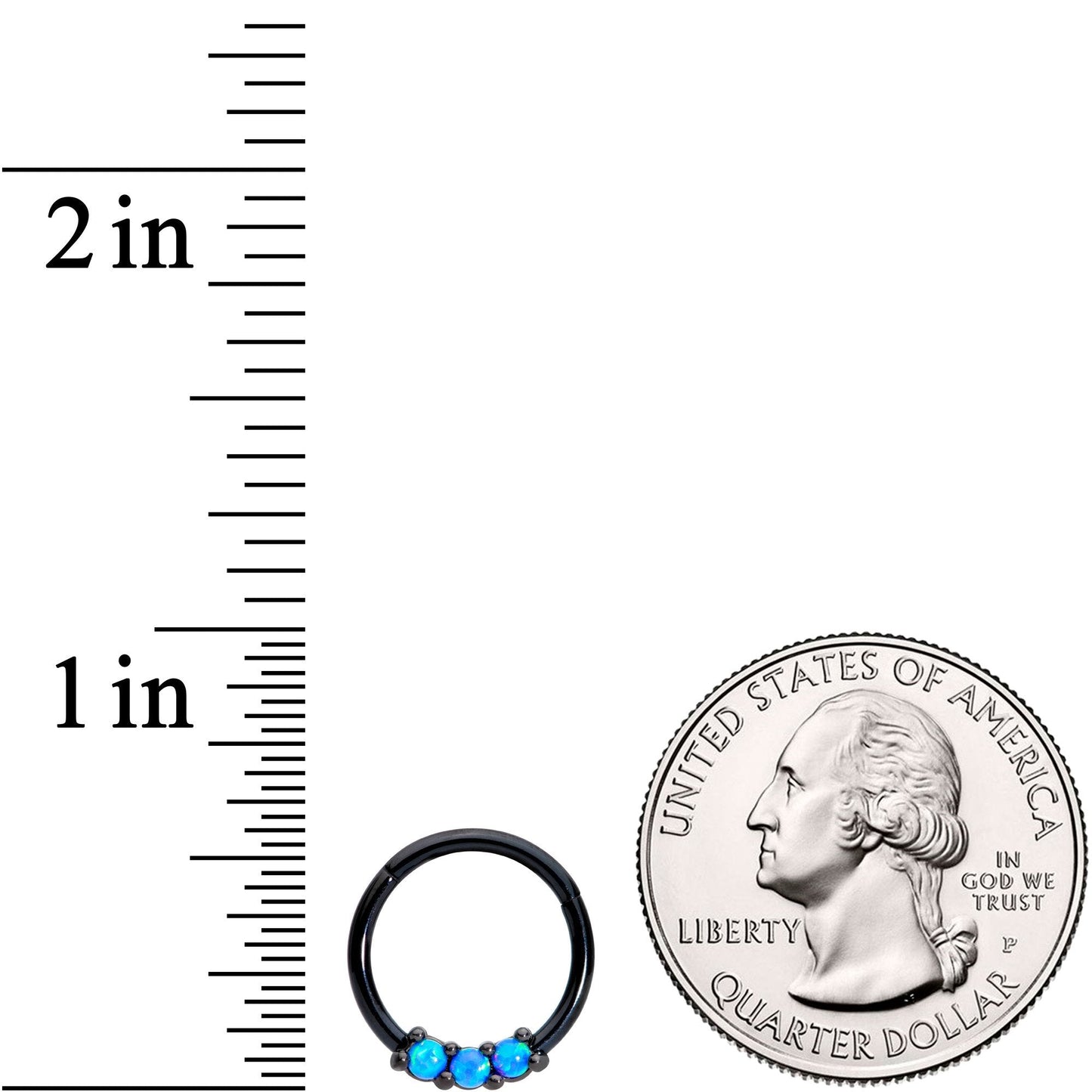 16G 3/8 Blue Synthetic Opal Black Hinged Segment Ring