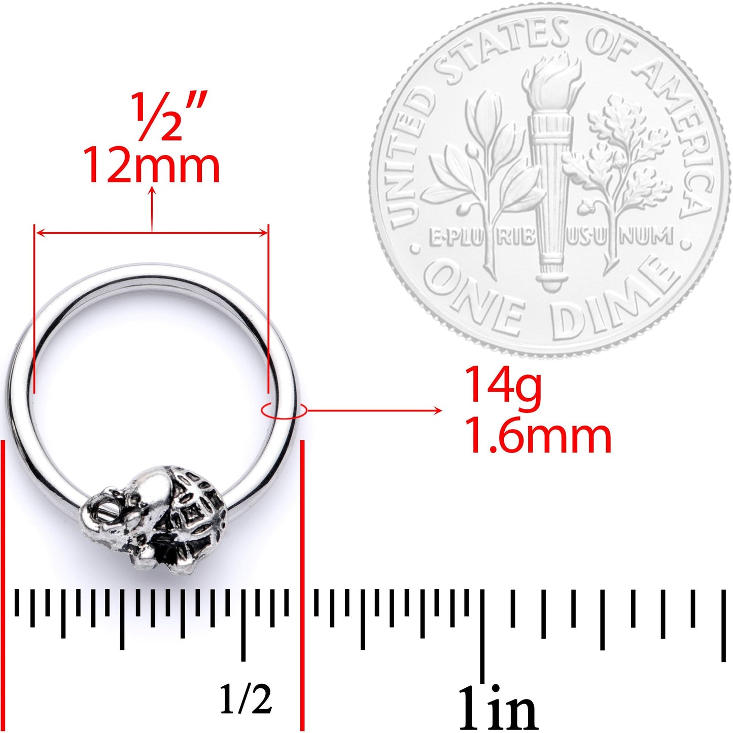 14G 5/8 Elephant BCR Captive Nipple Ring Set