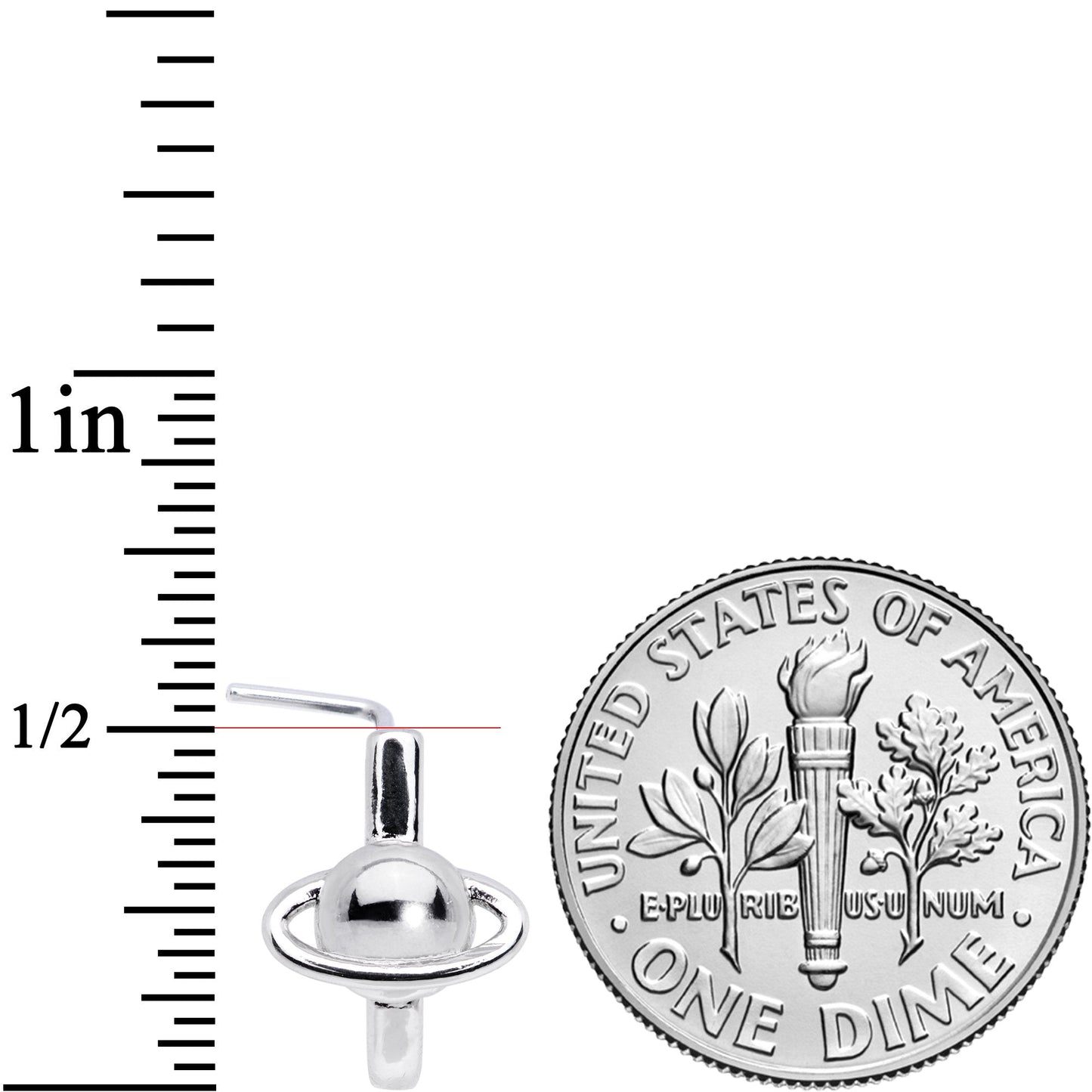 20G Ring of Saturn Faux Hoop L Shaped Nose Ring