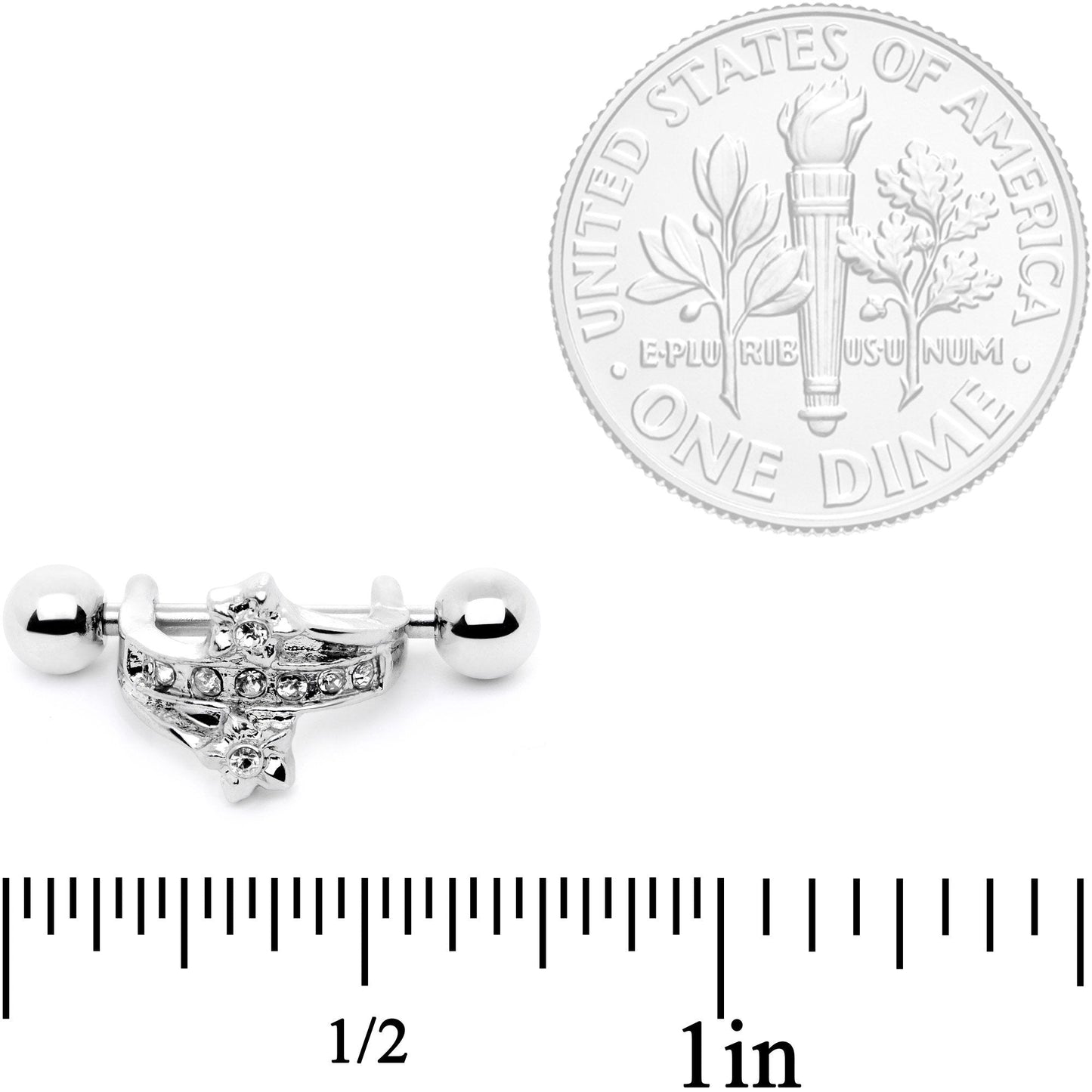 16G 1/2 Clear Gem Cross Crown Cartilage Cuff