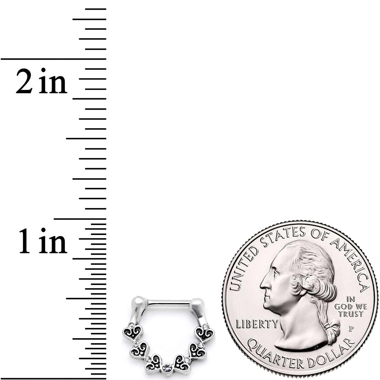 16G 5/16Clear CZ Ring of Hearts Septum Clicker