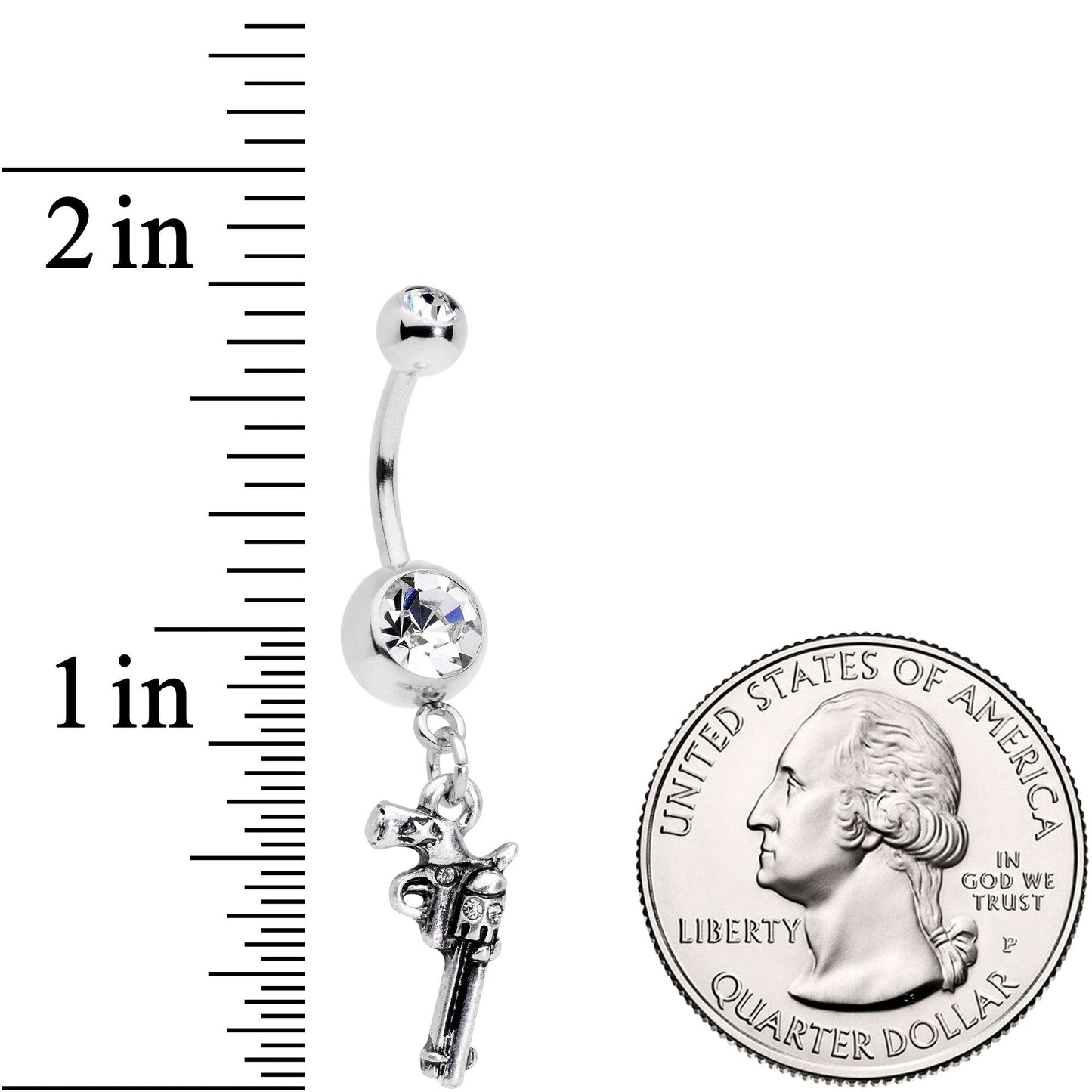 Clear Gem Under the Gun Dangle Belly Ring