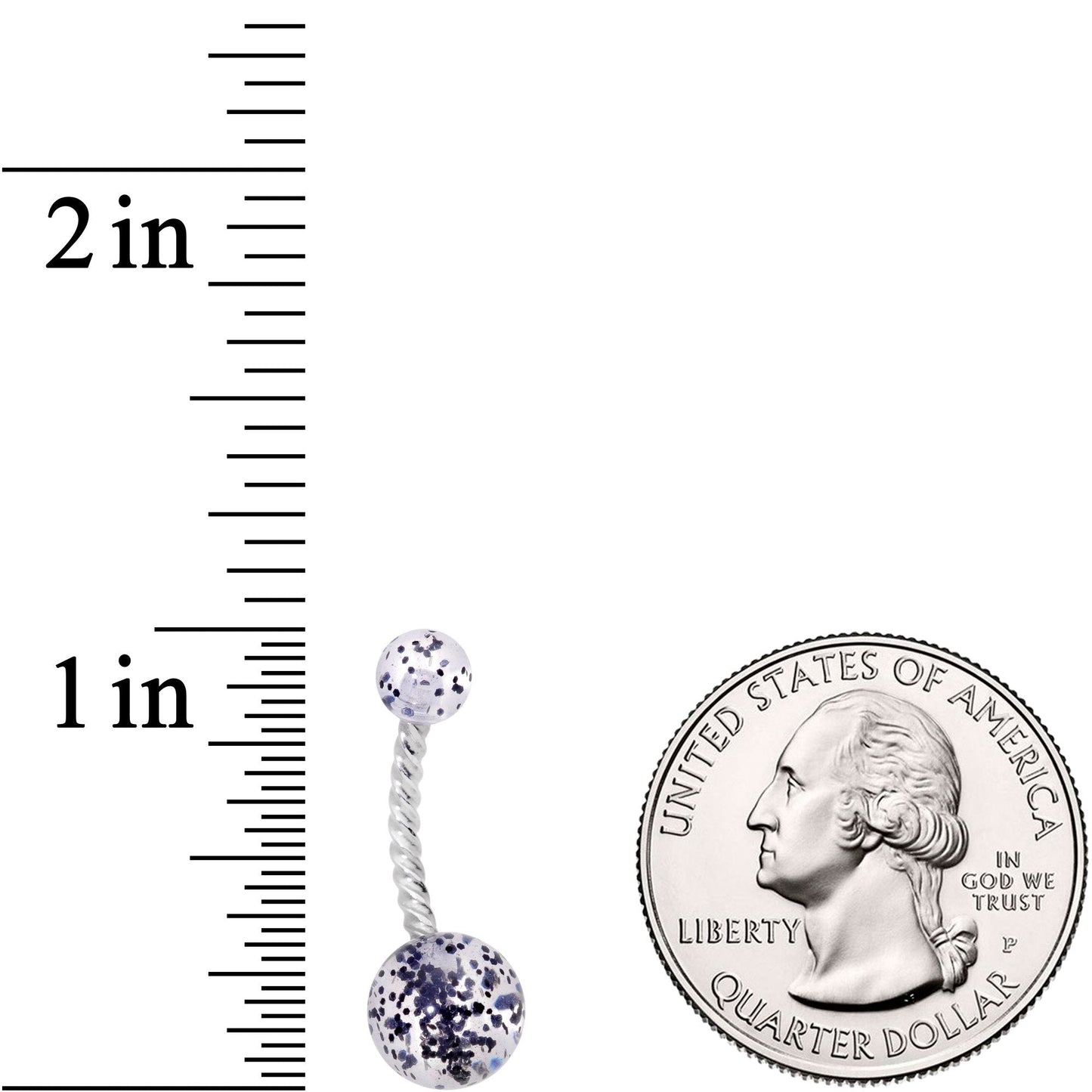 Clearly Coiled Black Glitter Explosion Twisted Belly Ring