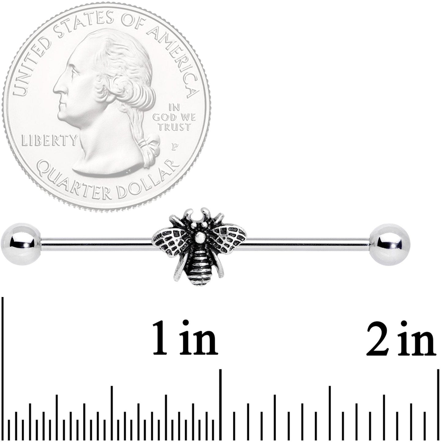 14G Bumbling Bumblebee Industrial Barbell 38mm